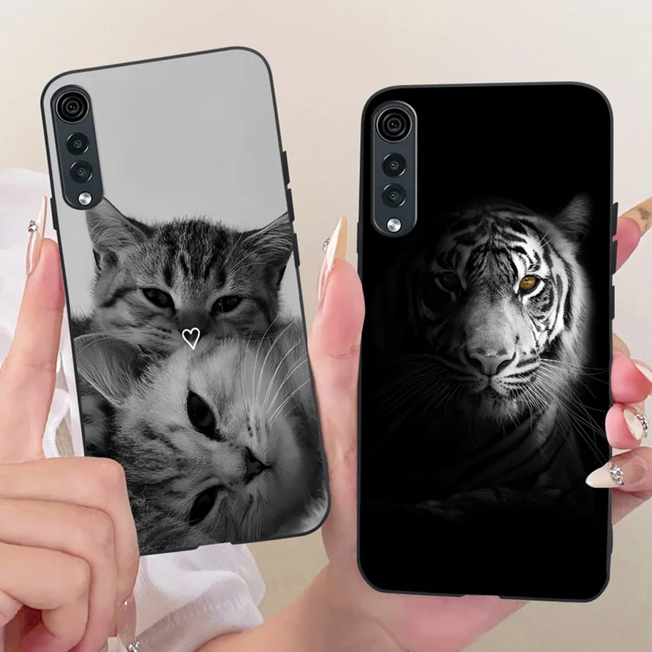 For LG Velvet Case Cool Dragon Soft Silicone Cartoon Cat Black Phone Cover For LG Velvet 5G UW Funda LM-G900N LGVelvet Protector view 5