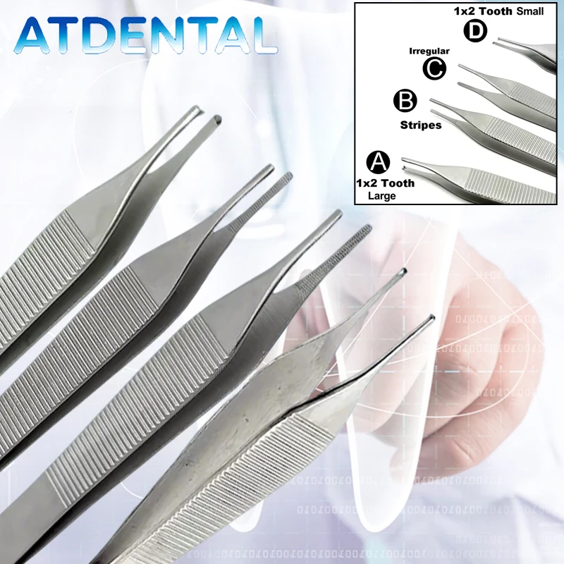 

Набор из 2 стоматологических пинцетов для перевязки ран, из нержавеющей стали, для удаления тканей, хирургические щипцы для стоматологов