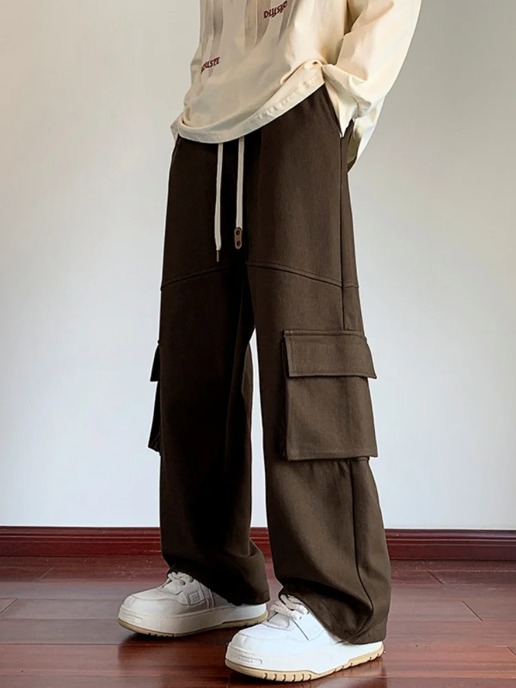 

Мужские свободные брюки Cé Brown прямого кроя в рабочем стиле с множеством карманов, американский ретро-стиль, весна-осень, модный бренд, повседневные.