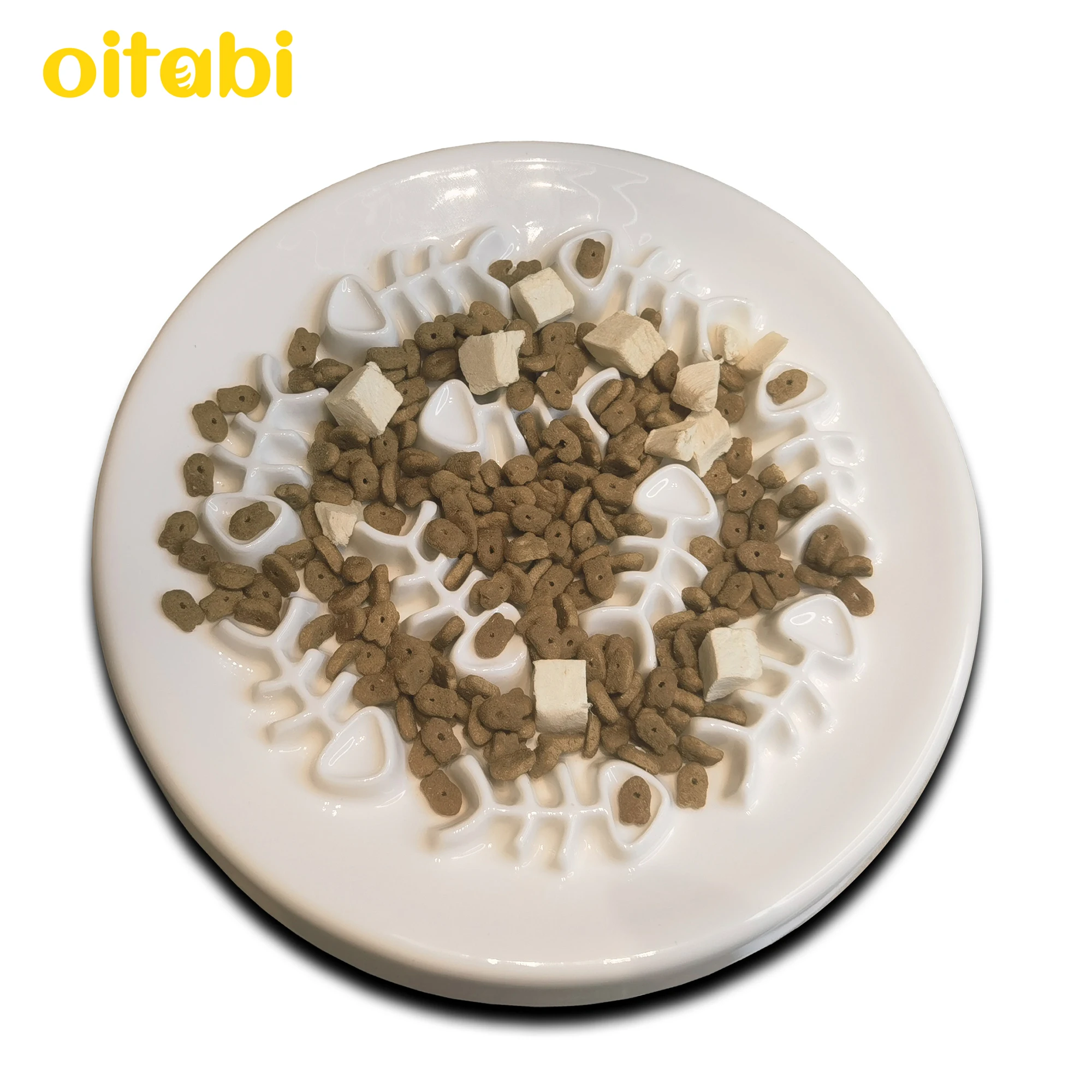 

Oitabi Slow Feeder Cat Bowls, Ceramic Cat Slow Bowl Interactive Bloat Stop Slow Feeder Healthy Eating Pet Dog Slow Feeding Bowls