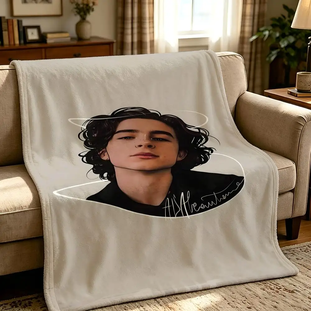 celebrity T-Timothee Chalamet-t Throw Thick Comfort Flannel Quilt, Multi-scene Use Indoor Outdoor Daily Nap