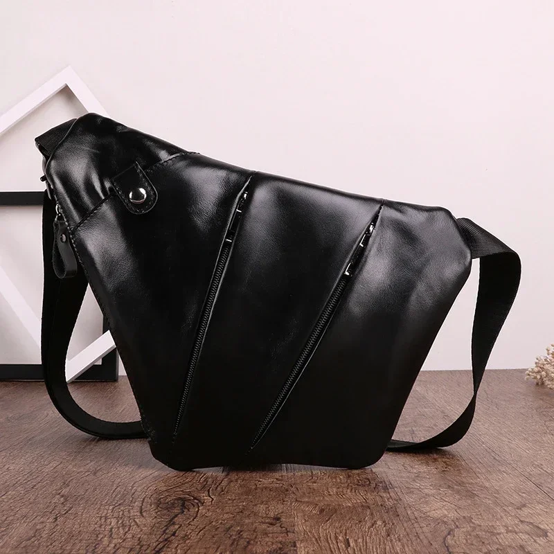 حقيبة كروس جلدية راقية بسعة كبيرة ونمط ريترو للرجال. حزام كتف متعدد الوظائف قابل للتعديل للرجال #3