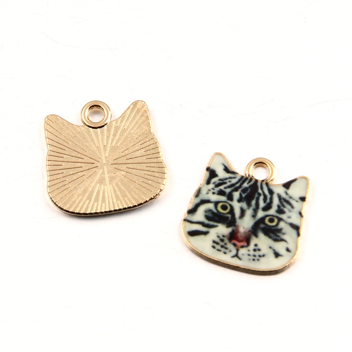 10Pcs 10 Color 17x17MM Alloy Metal Drop Oil Printing Cat Charm Animal Pendant For Enamel DIY Bracelet Necklace Jewelry Making