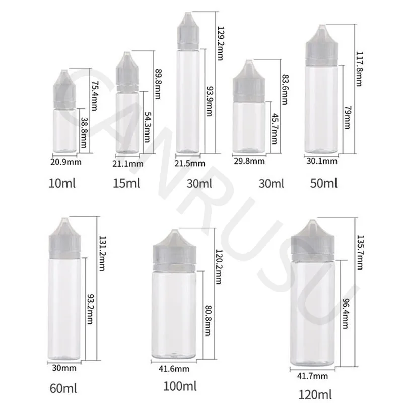 Compte-Gouttes en Plastique Africain pour Enfant, Article de 30ml, 50ml, 60ml, 100ml, 120ml, pour Tous les Jours, pour l'horloge E Liquide, Casquette Verde Jus, Vape, Château, 5 Pièces