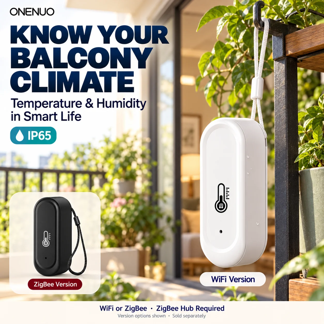 IP65 Tuya Zigbee/WiFi Waterproof Temperature Humidity Sensors Smart Home Outdoor/ Indoor Sensor Support Alexa Googe Assistant