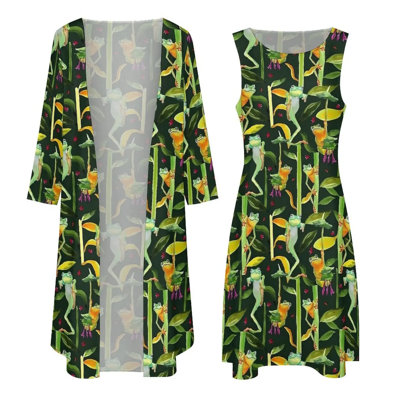 Crazy Frogs jurk dierenprint vintage maxi-jurk tweedelig ontwerp boho strand lange jurken esthetische oversize vestidos