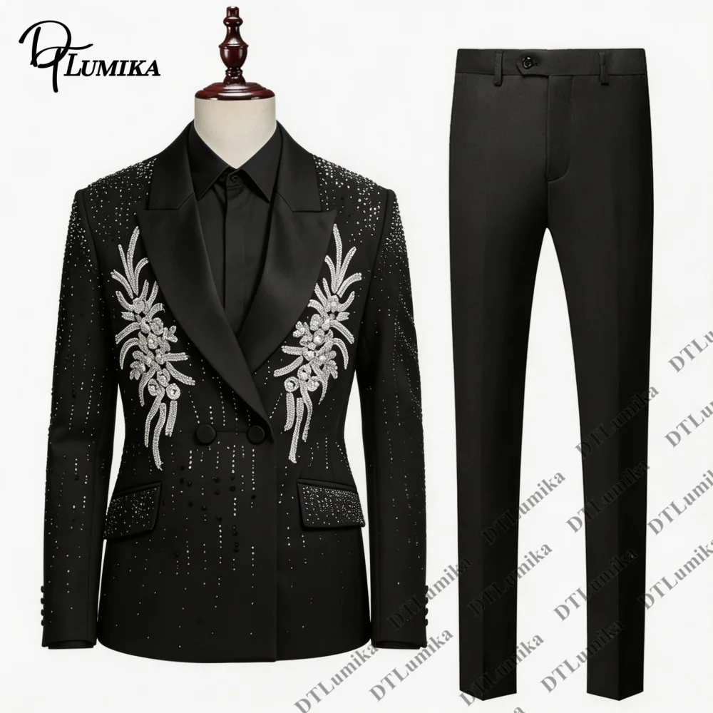 DTLumika New Wedding Suits for Men Big & Tall Formal Prom Suit Attire XXS-7XL Two Piece Tuxedo Jacket Pants Banquet Attire