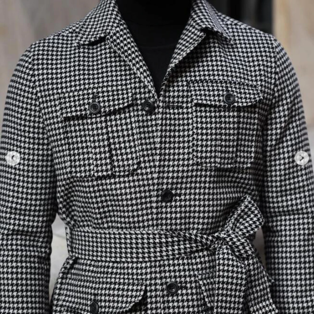 

Классические мужские костюмы с узором «гусиные лапки», комплект из 2 предметов, куртка в стиле сафари, брюки, индивидуальные банкетные мужские смокинги для деловых вечеринок, умные повседневные костюмы