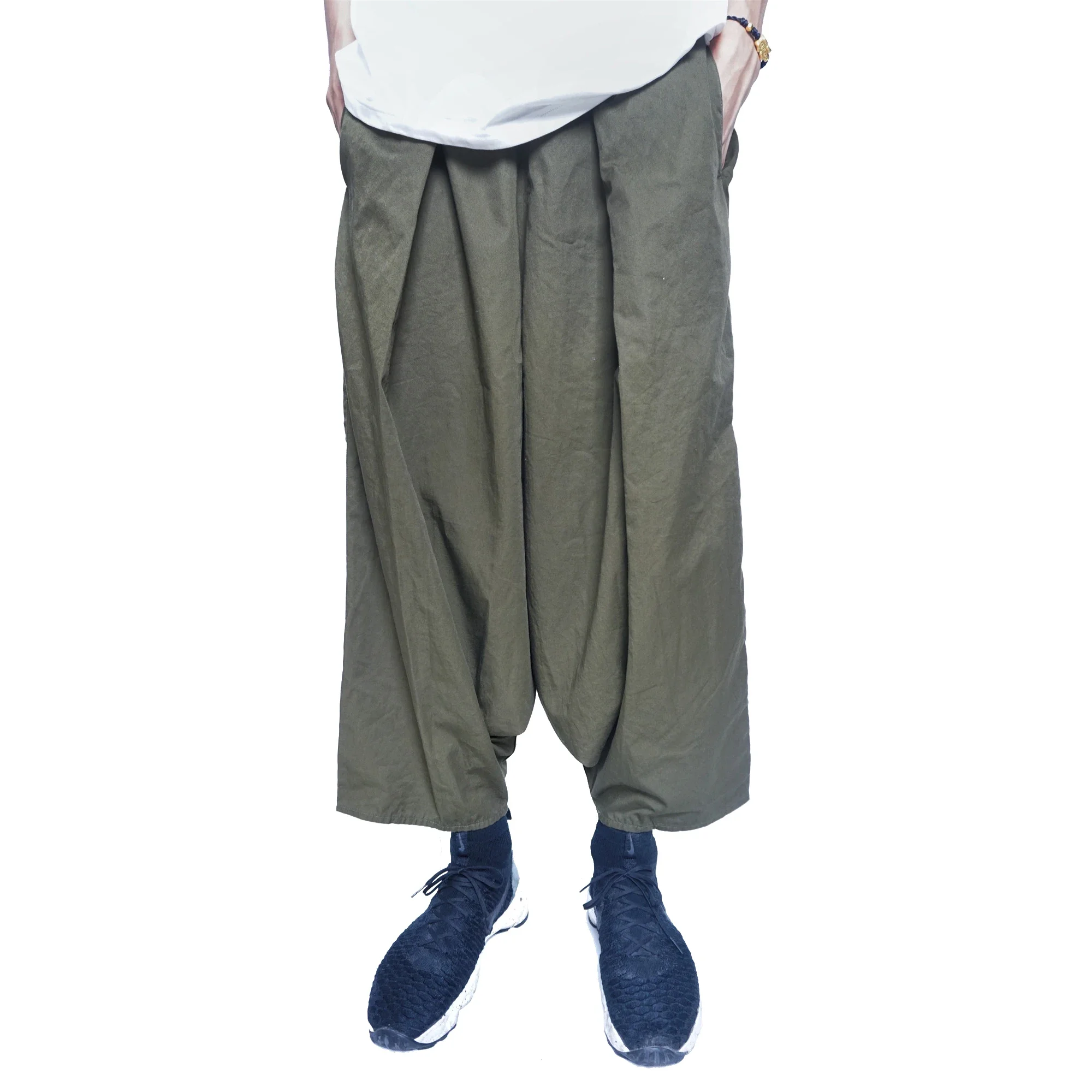 19SS Kapital Pleated Elastic Waist Cotton Low-fashion Men\'s and Women\'s Loose Casual Wide Leg Pants New Arrival