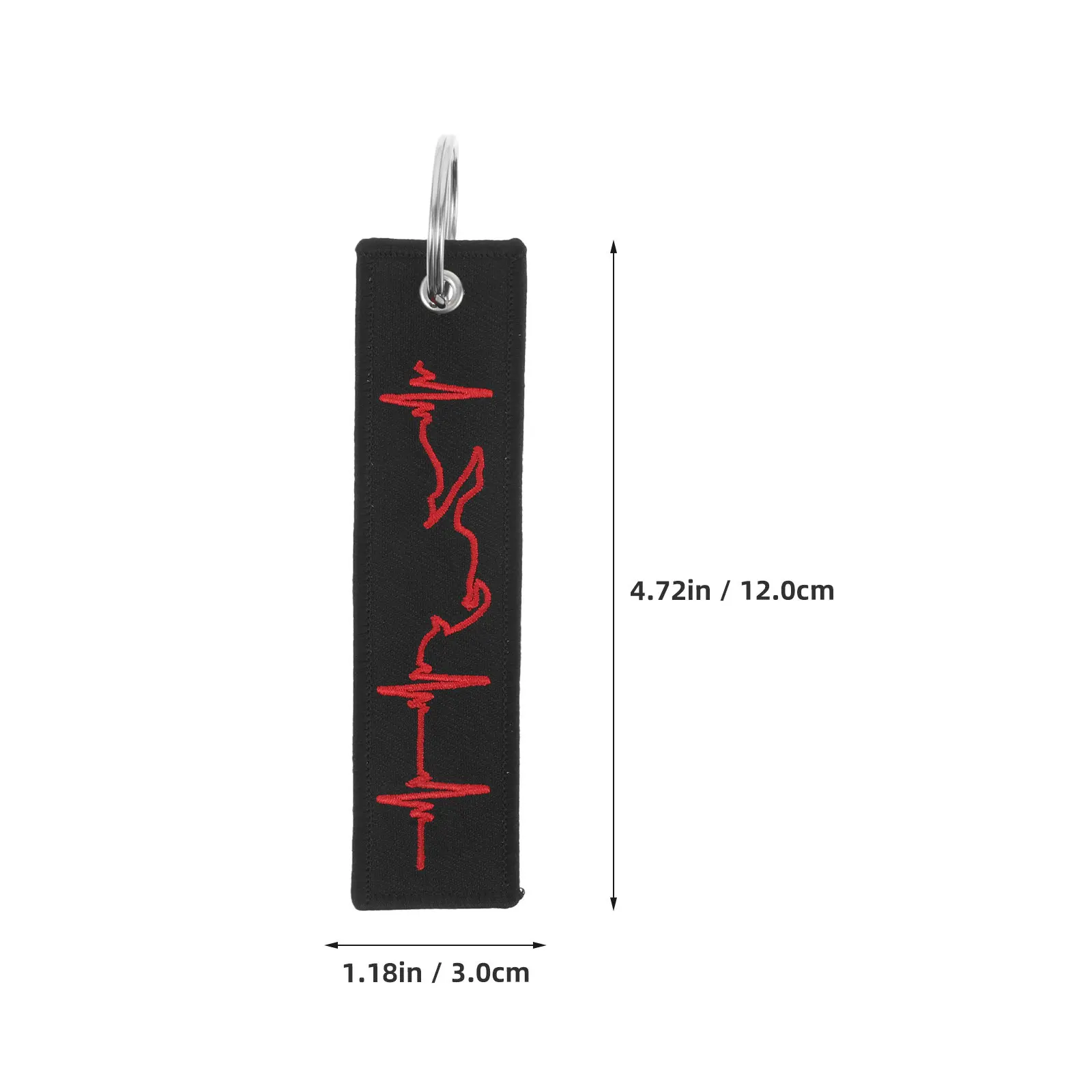Motorcycle Electrocardiogram Racing Keychain Red Embroidered Black Background Car Keys Holder Cool Keyrings for Car Keys