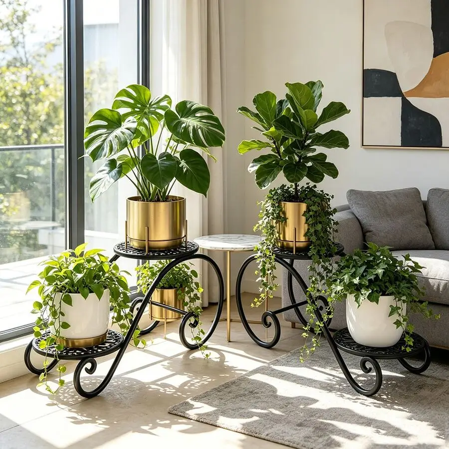 [High-Quality] 7/6/5/4/2 Tier Wrought Iron Plant Stand (8/7/6/5/4 Pot Capacity), Indoor Outdoor Multi-Tier Flower Pot Display Ra