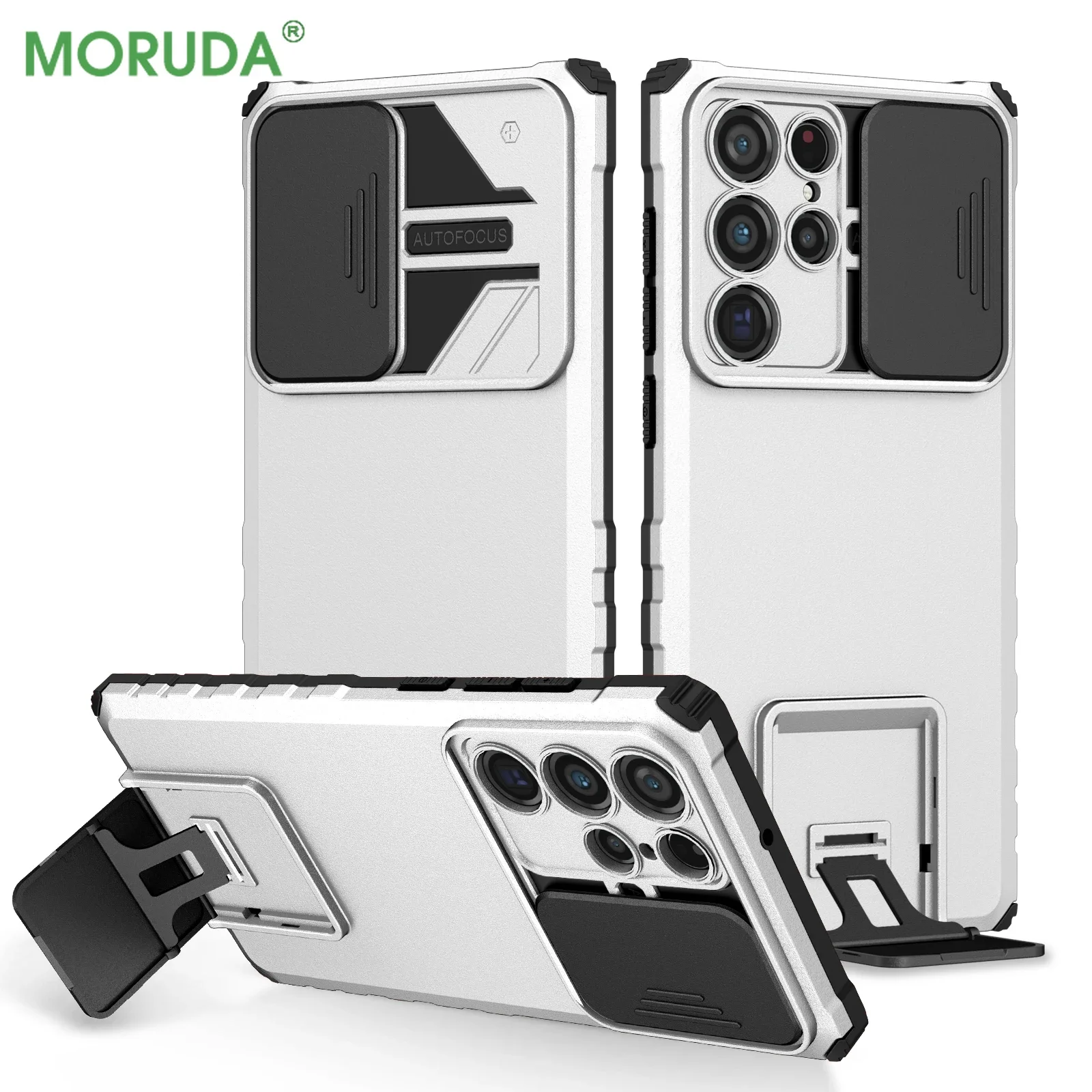 Luxury Slide Camera Protection Case for Samsung Galaxy S24 S23 Ultra S22 S21 Plus Note20  A53 A33 A52 A32 Invisible Stand Cover