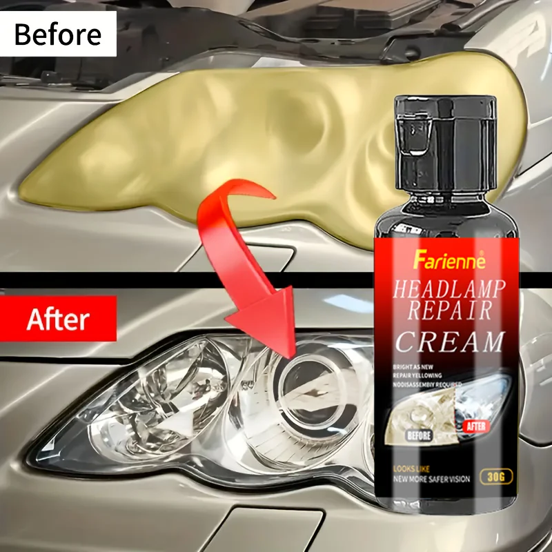 سائل ترميم المصباح الأمامي الجديد للسيارة من Farienne 30 مل - طقم إصلاح المصباح الأمامي لإزالة الضباب بالخدش والأصفر والحماية من الأشعة فوق البنفسجية #4