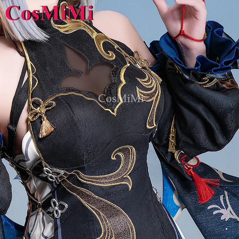 CosMiMi Shenhe Косплей Игра Genshin Impact Костюм Холодные цветы и роса Cheongsam Han Elements Карнавальная вечеринка Одежда для ролевых игр