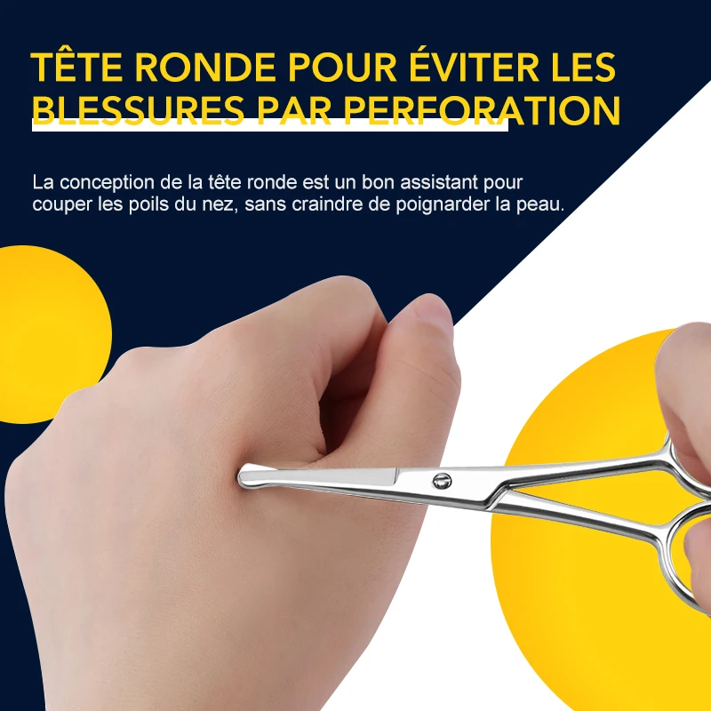 1 pièces nez poils du visage petite Mini ciseaux pointe arrondie tondeuse en acier inoxydable pour sourcils cils barbe coupe toilettage