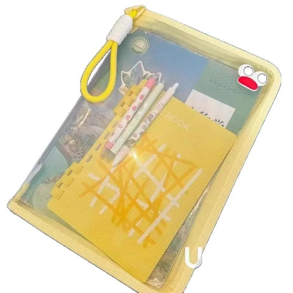 Macaron Transparent A4 File Bag Large Capacity Textbook Zipper Student Portable Thickened Waterproof Storage Bag