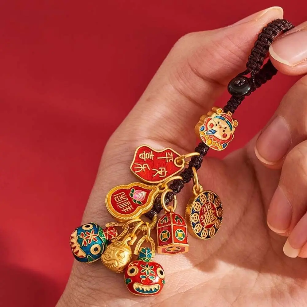 

Small Pendant Car Keys Charms Car Key Charms Chinese Style Plutus Lucky Keychain Hand-woven Short Lanyard Key Chain Strap