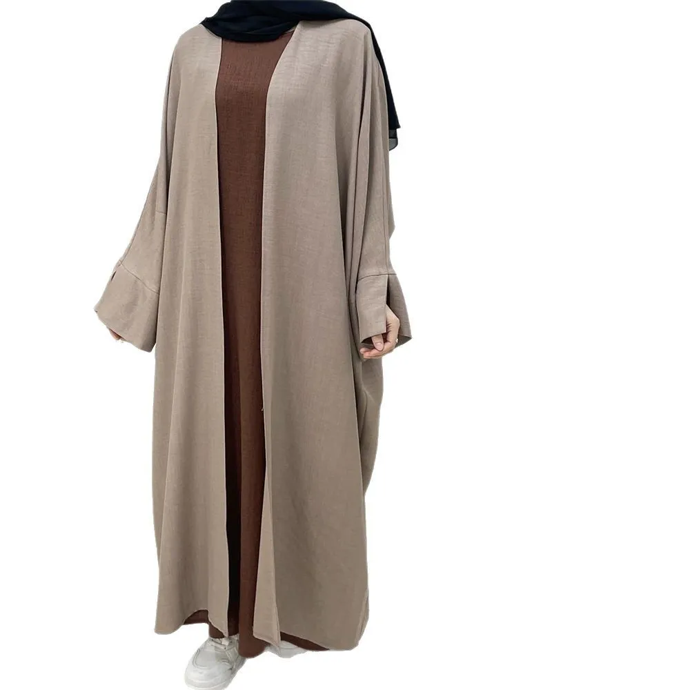 

Linen Abaya Dress Muslim Fashion Abayas Solid Color Plain Abaya Turkey EID Clothing Islamic Clothes Muslim Women Dresses