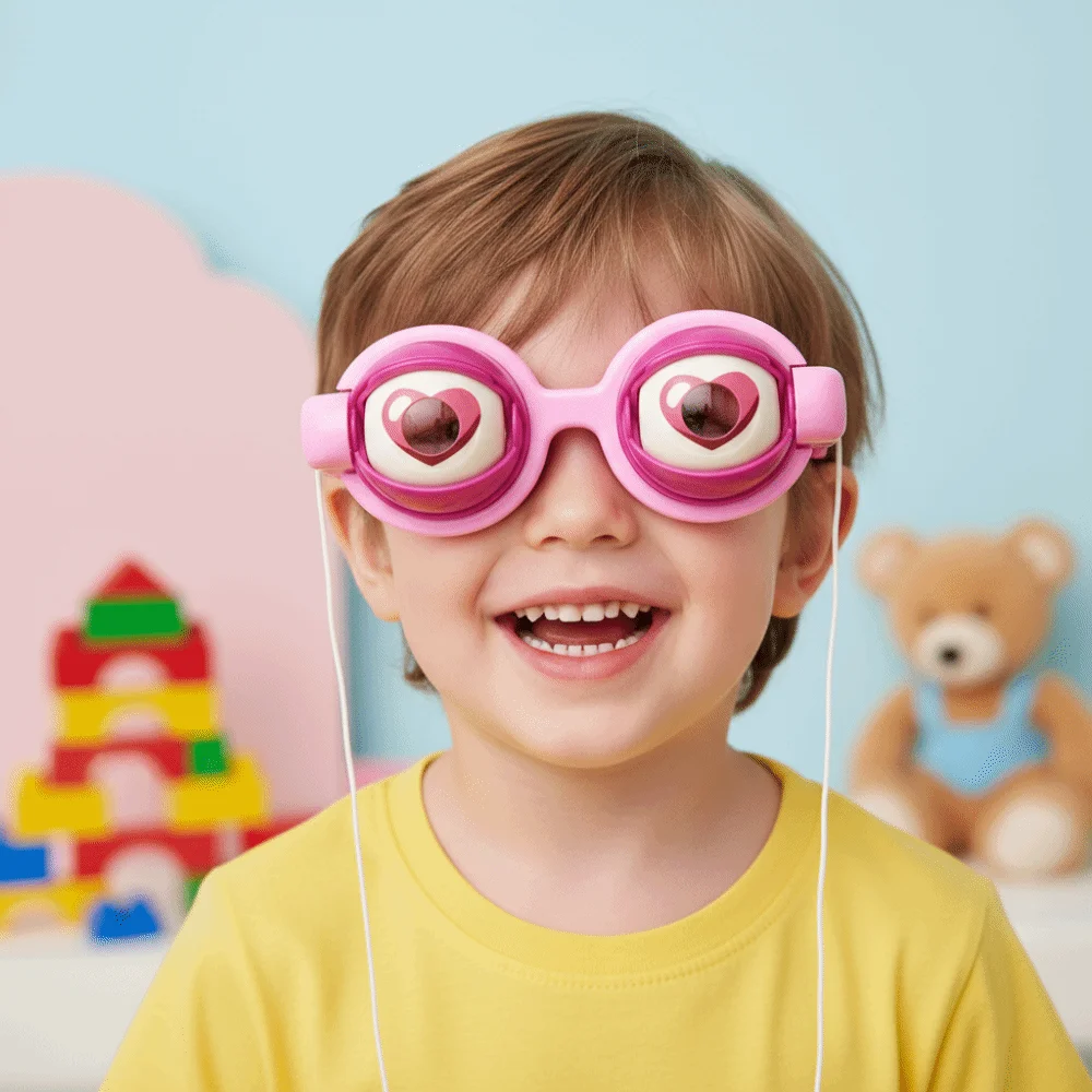 

Spoof Pull String Crazy Glasses Plastic Material Christmas Party Prank Glasses Party Decor Crazy Eyes Props Gifts