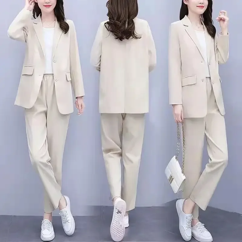 Professional Formal Business Two Pieces Sets Pants for Woman Pink Baggy Women\'s 2 Pant Set Blazer and Wear To Work Outfits Xxl D