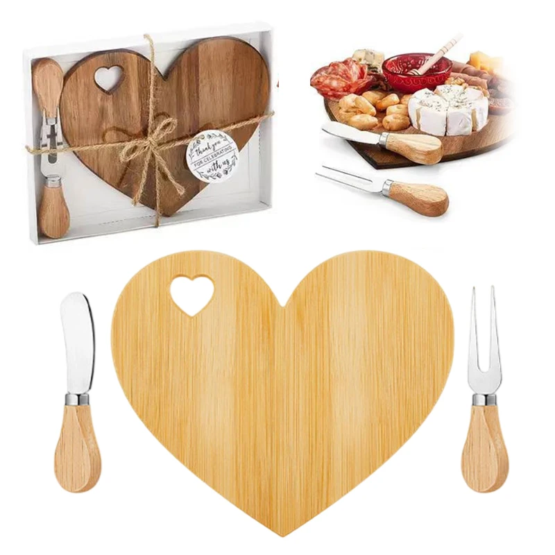 Hot Sale Heart Shape Cutting Board, Wood Heart Shaped Cutting Board Valentine's Day Gifts, Charcuterie Boards Bamboo Bread