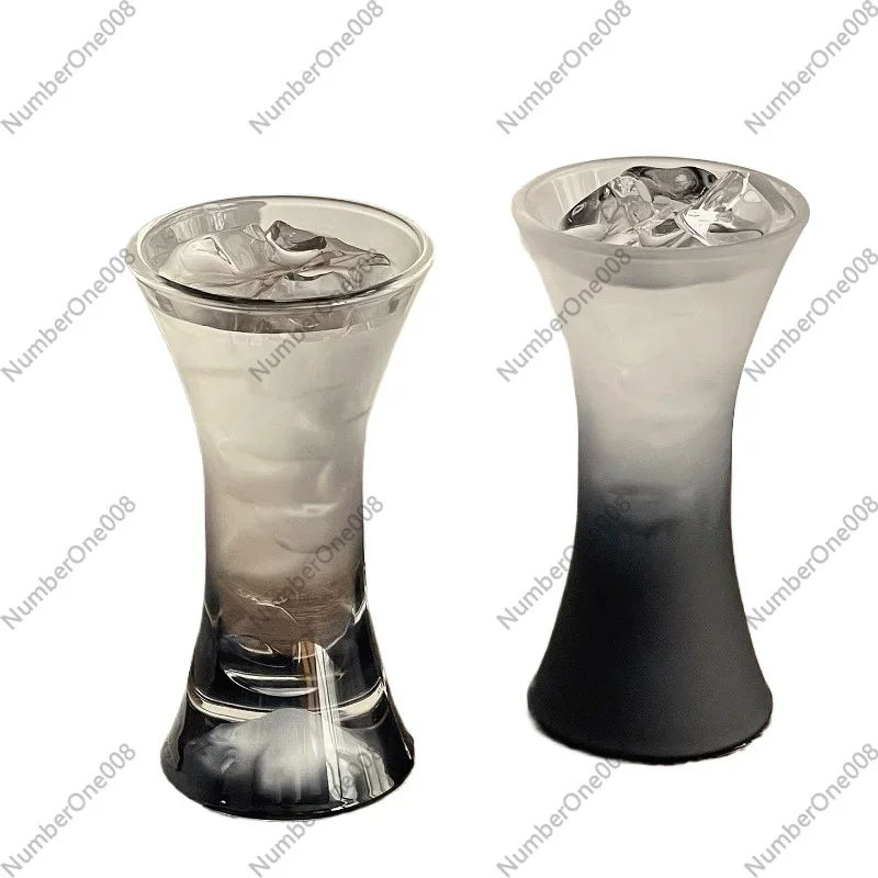 Premium Matte Black Waist Viewing Cup Glass Champagne Cup Slightly Drunk Cocktail Cup Juice Cup.