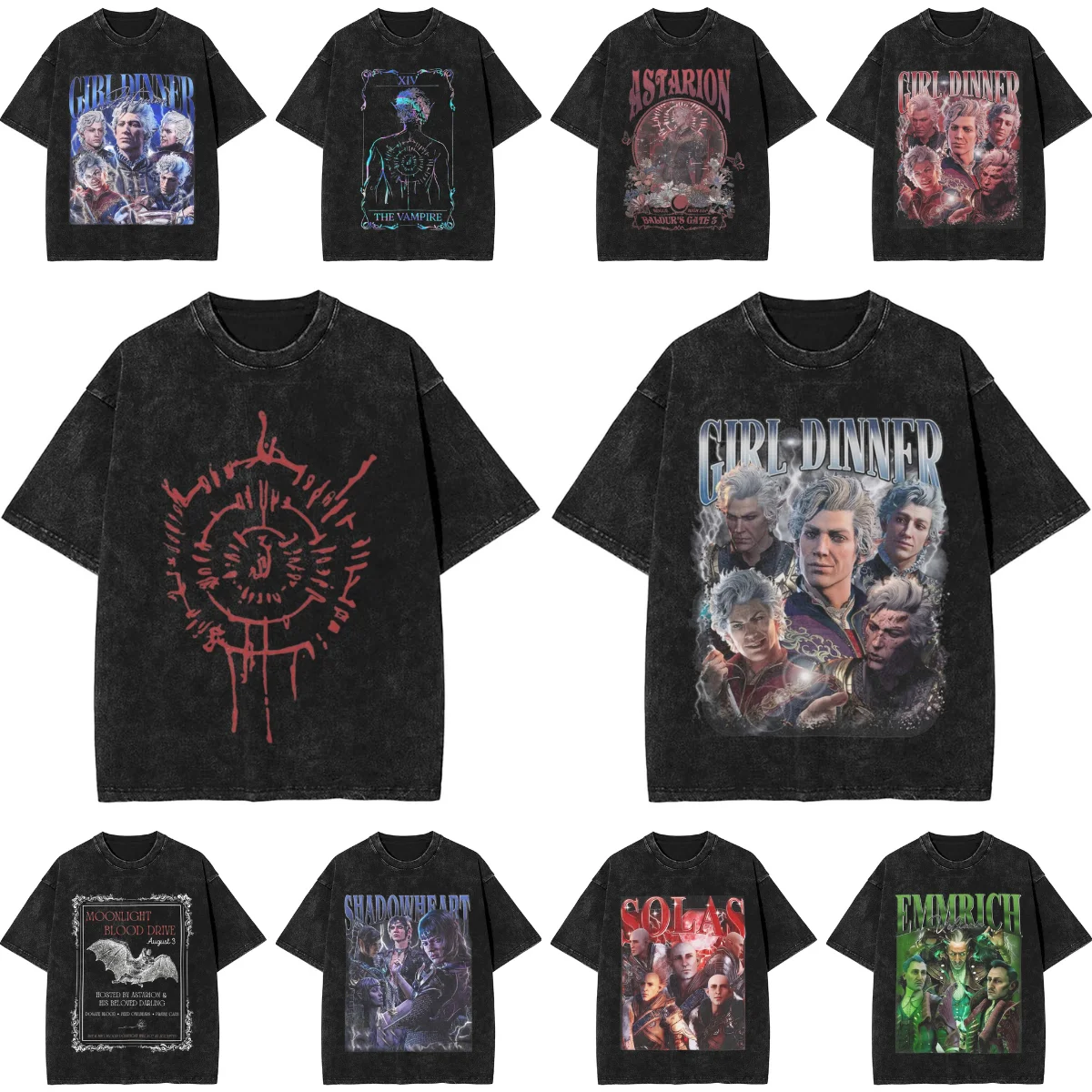 Camiseta Astarion Adventures BG3, camisetas de moda, camisetas Vintage de manga corta, camisetas informales de verano con cuello redondo, camisetas de gran tamaño