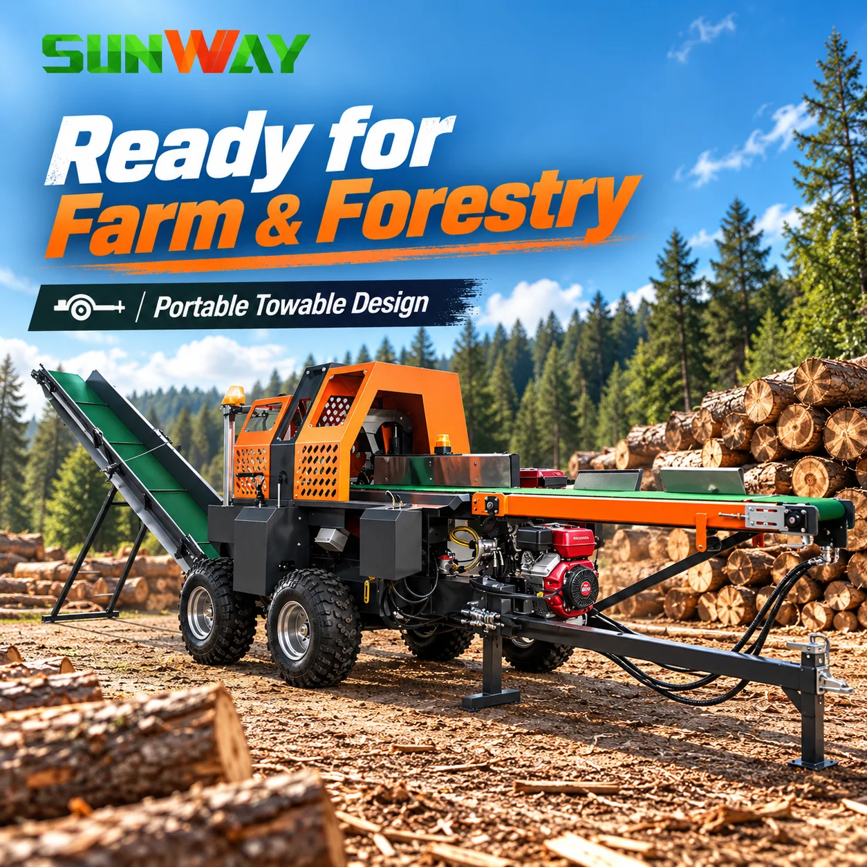 22Ton Vertical Horizontal Hydraulic Log Splitter Farm Use Firewood Processing Equipment