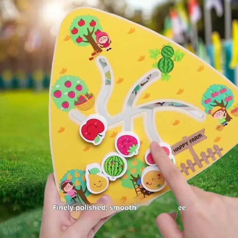 لوحات المتاهة مونتيسوري ألعاب خشبية فاكهة الحيوان شكل رقمي ألغاز الشريحة مطابقة لعبة ألعاب تعليمية للتعلم للأطفال