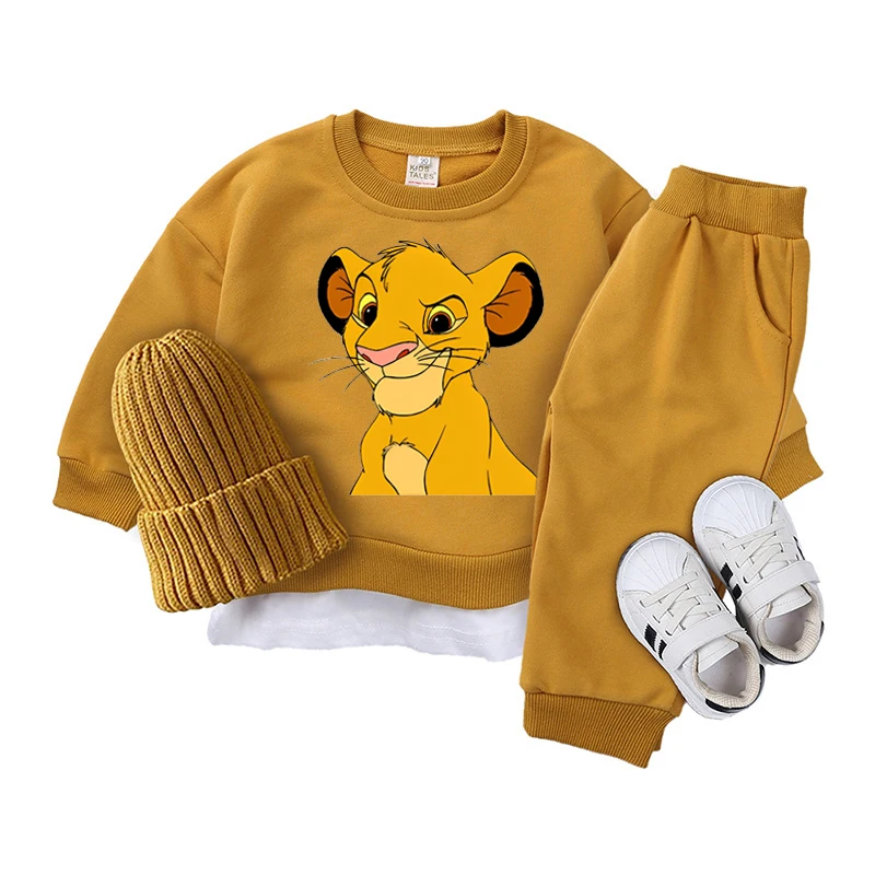 0-5 Years Kids Clothes Sets Baby Boys Girls Cartoon Lion King Print O-Neck Sweatshirt+Pants 2pcs Suits Toddler Tracksuits