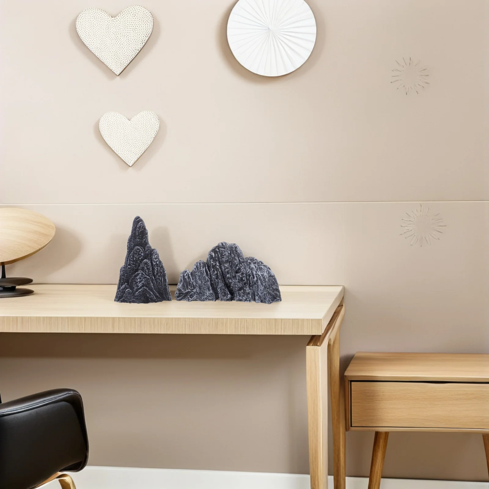 

2pcs Resin Mountain Rockery Mini Artificial Landscape For Indoor Desk Home Office Miniature Ornament, Fairy Garden