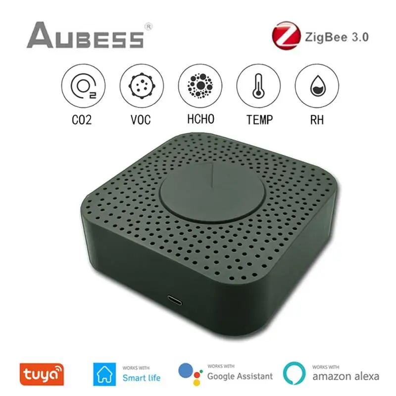 Tuya Zigbee Smart Air Box Air Quality Monitor CO2 VOC Gas Detector Sensor Automation Alarm Household Temperatur Humidity Sensor