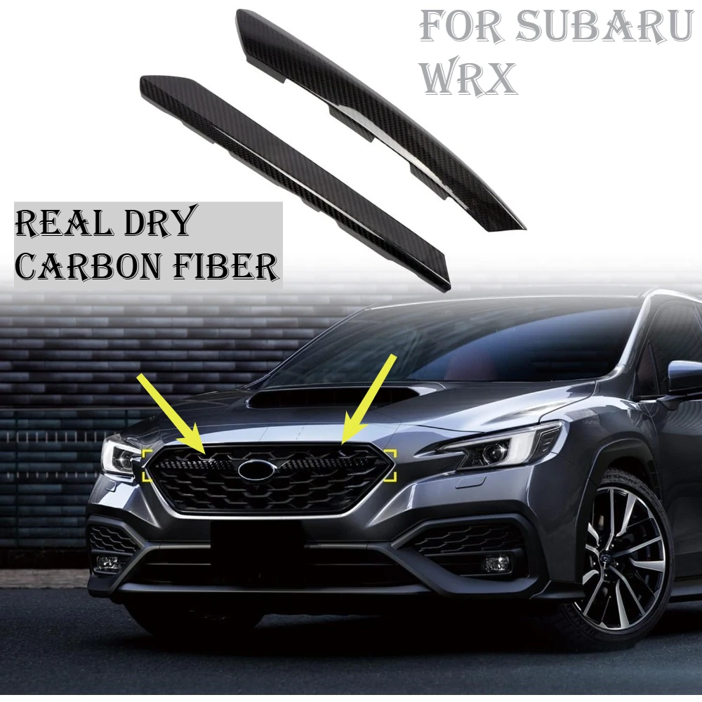

2PCS Dry Carbon Fiber Front Bumper Grille Trim Grill Decorative Cover Strips For Subaru WRX 2022-2025 Car Exterior Accessories