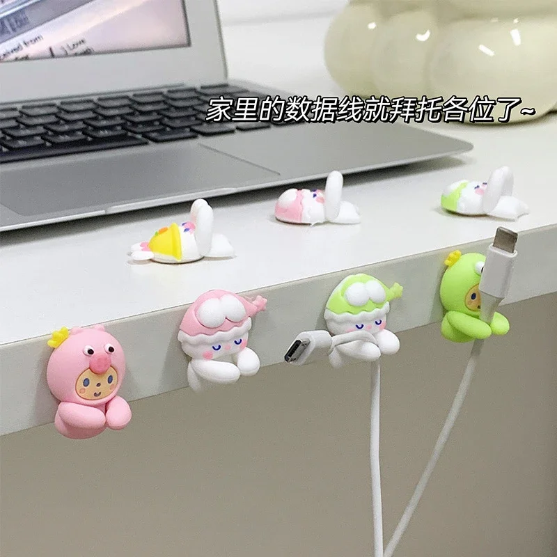 2pcs Kawaii Cartoon Cable Organizer Cute USB Charger Data Line Wire Wall Hooks Cable Holder Earphone Cable Winder Desk Organizer