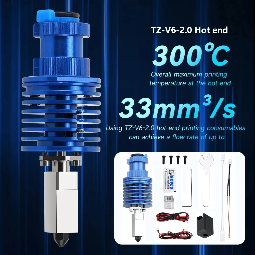 2.0 TZ V6 Bimetal Heat Break Hotend Extruder High Speed Print Head Bimetal Heat Break Hotend Extruder High Speed Print Head