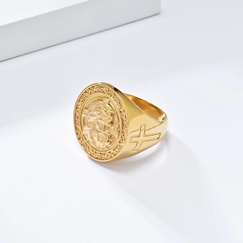 الصليب رئيس خواتم الفولاذ المقاوم للصدأ الرجال الفن الرجعية شخصية حلقة سحر المجوهرات