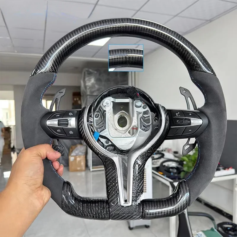 For BMW Authentic Carbon Fiber Semi Alcantara Steering Wheel Fit F30 F10 F31 F20 F25 F22 F36 F33 F32 F80 F82 F11 F18
