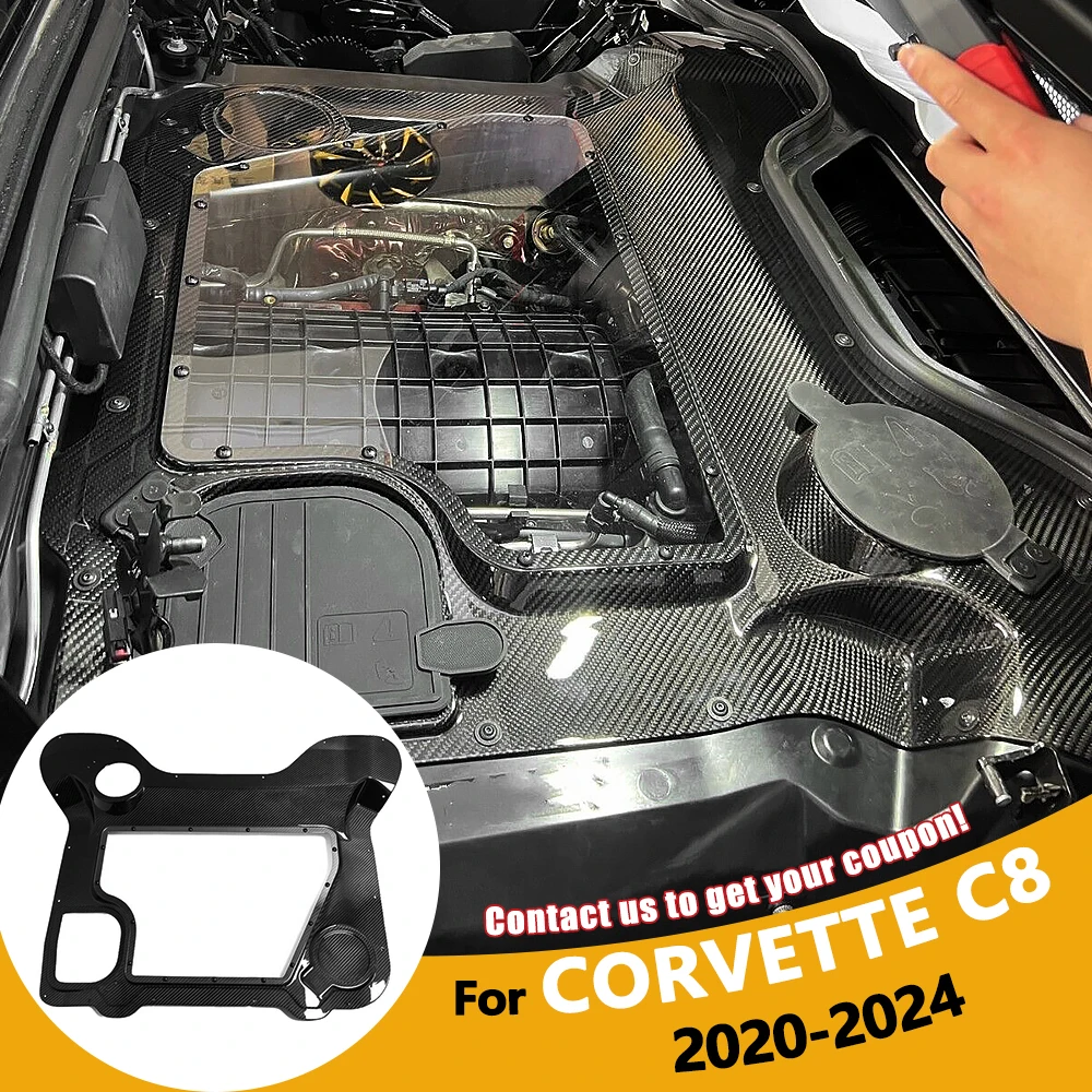 

For Corvette C8 Convertible 2020 2021 2022 2023 2024 Dry Carbon Engine Bay Rear Bonnet Engine Hood Car Accessories