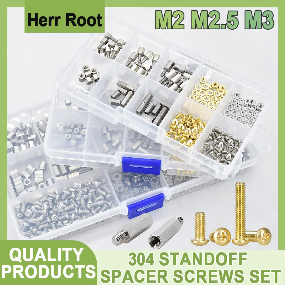 M2 M2.5 M3 304 Standoff Spacer Screws Set with Hexagonal Nuts Phillips Screw Hexagon Socket Head Cap Screws Box Assortment Kit