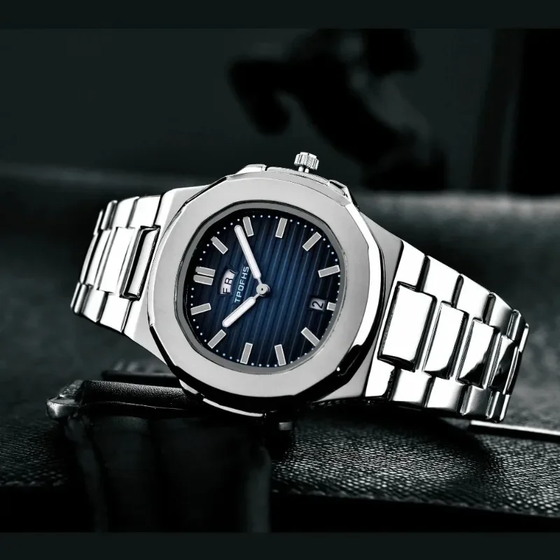 Reloj para hombre con calendario luminoso resistente al agua banda de acero reloj de cuarzo Nautilus Simple reloj deportivo de negocios reloj Masculino Homb