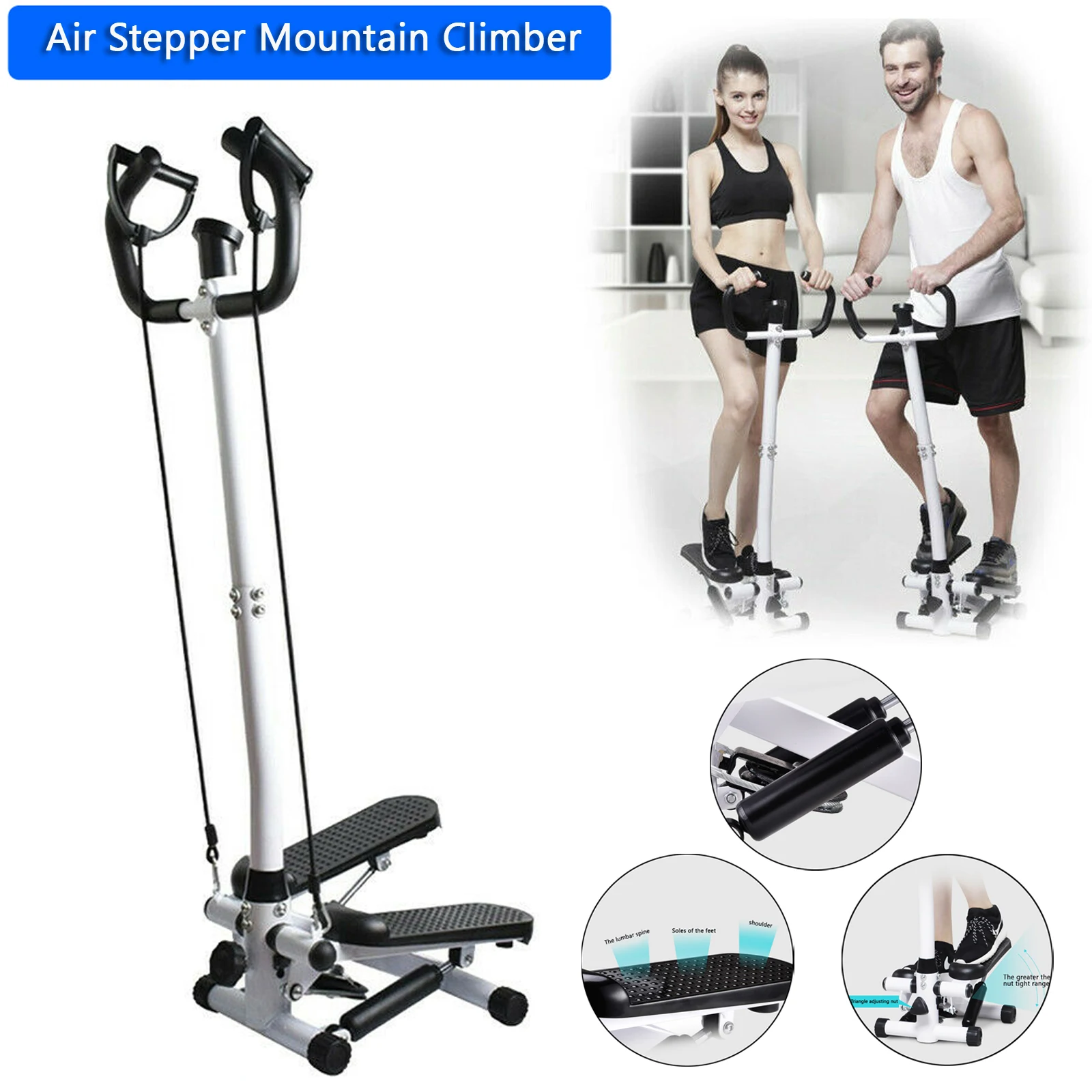 Artudatech Fitness Workout Exercise Air Stair Stepper Machine Cardio Equipment + Handle Bar