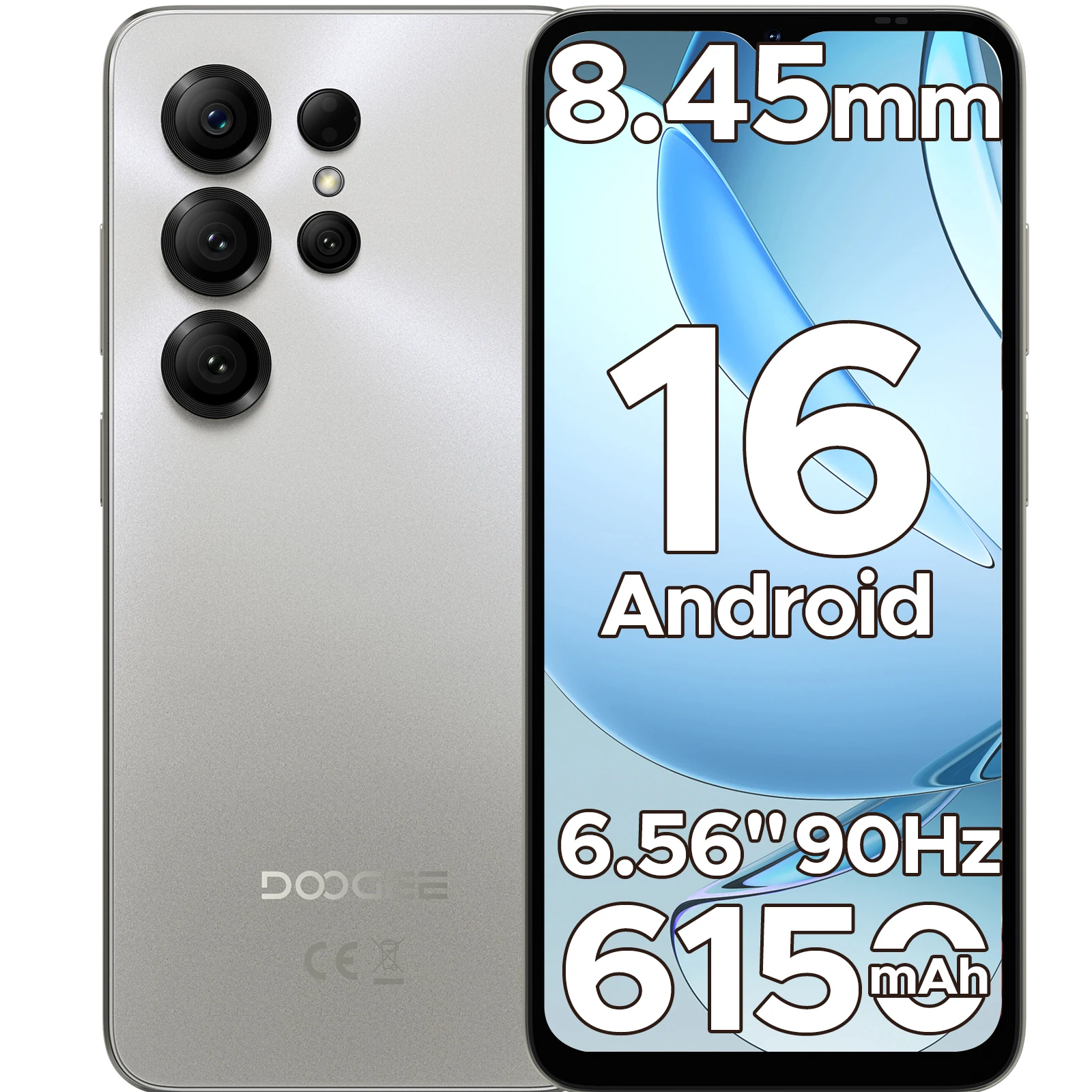 DOOGEE NOTE56 X Lite Smartphones Android 16 6150mAh Batterij 12GB RAM(3+9) 32GB ROM 6.56″ HD+ 90Hz 8MP Hoofdcamera Mobiele Telefoon Met Gezichtsontgrendeling