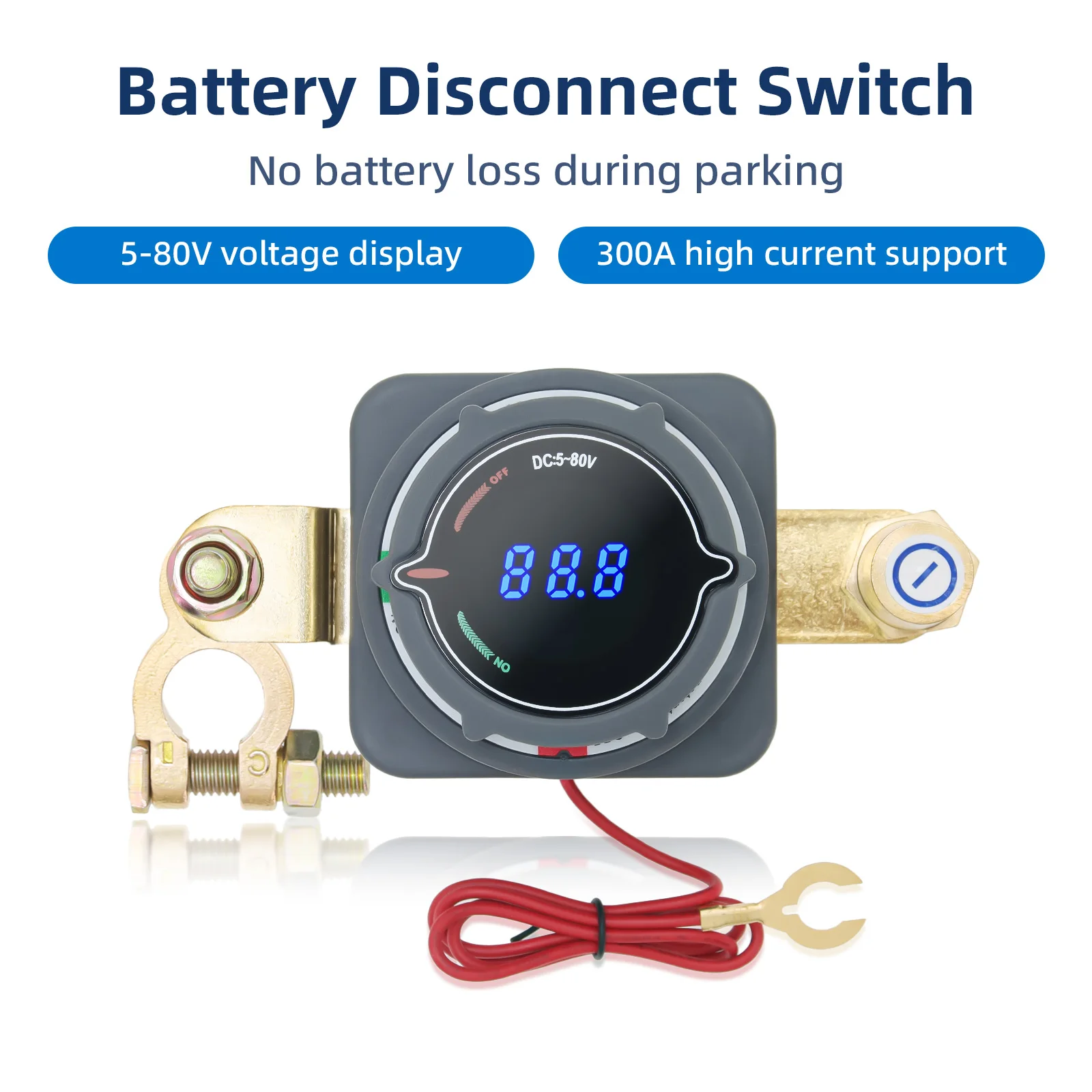 AD Digital Display Battery Disconnect Switch With Voltmeter 5V 12V 24V 36V 48V On Off Kill Switch for Marine Car Truck Trailer