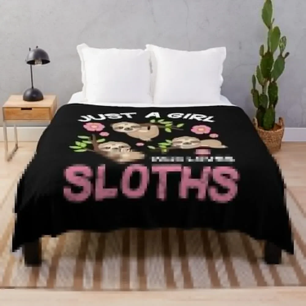 

Just A Girl Who Loves Sloths Set | Funny And Cute Sloth Throw Blanket Soft Big Large Blankets