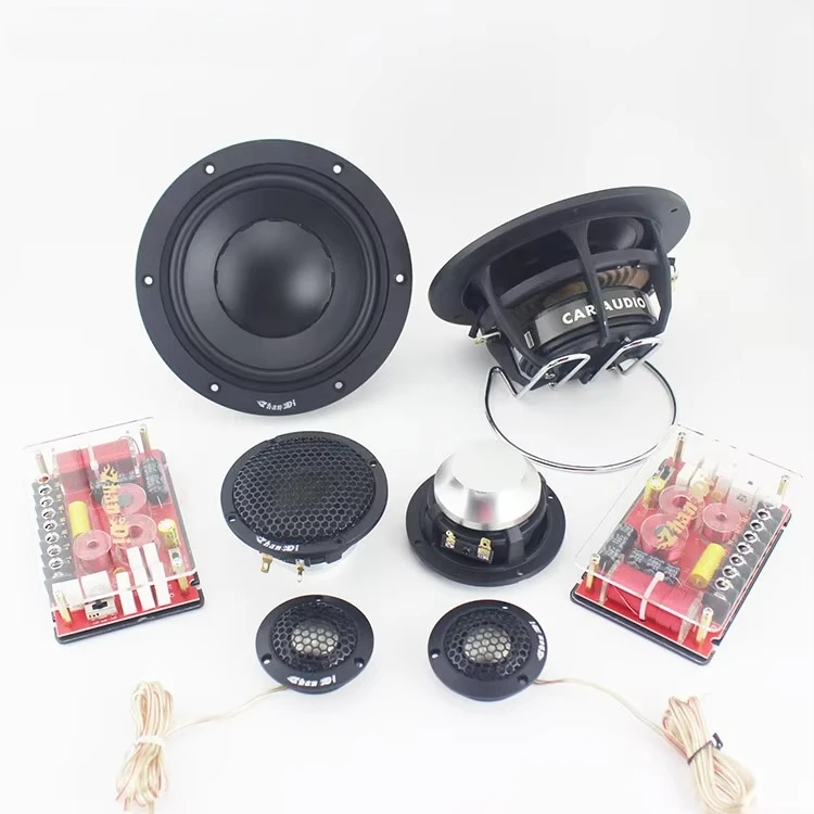 Aluminum Basket 3-way 6.5 Inch RMS Power 70W Car Audio Component Speaker Set With 2* tweeters &  midrange speakers & crossovers