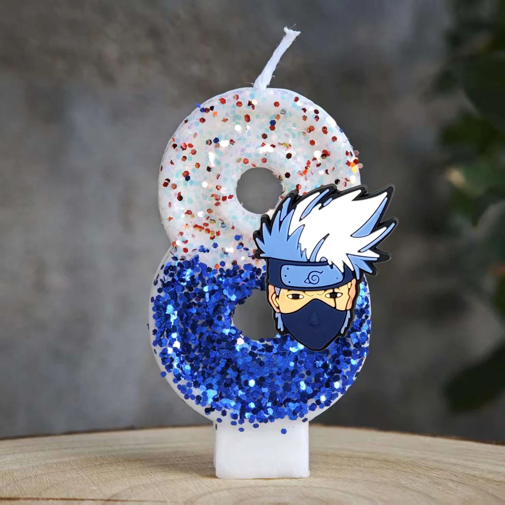 جديد ناروتو الشموع أنيمي موضوع 0-9 عدد الشموع استحمام الطفل كعكة المكونات في الاطفال كعكة عيد ميلاد الديكور هدية لوازم #4