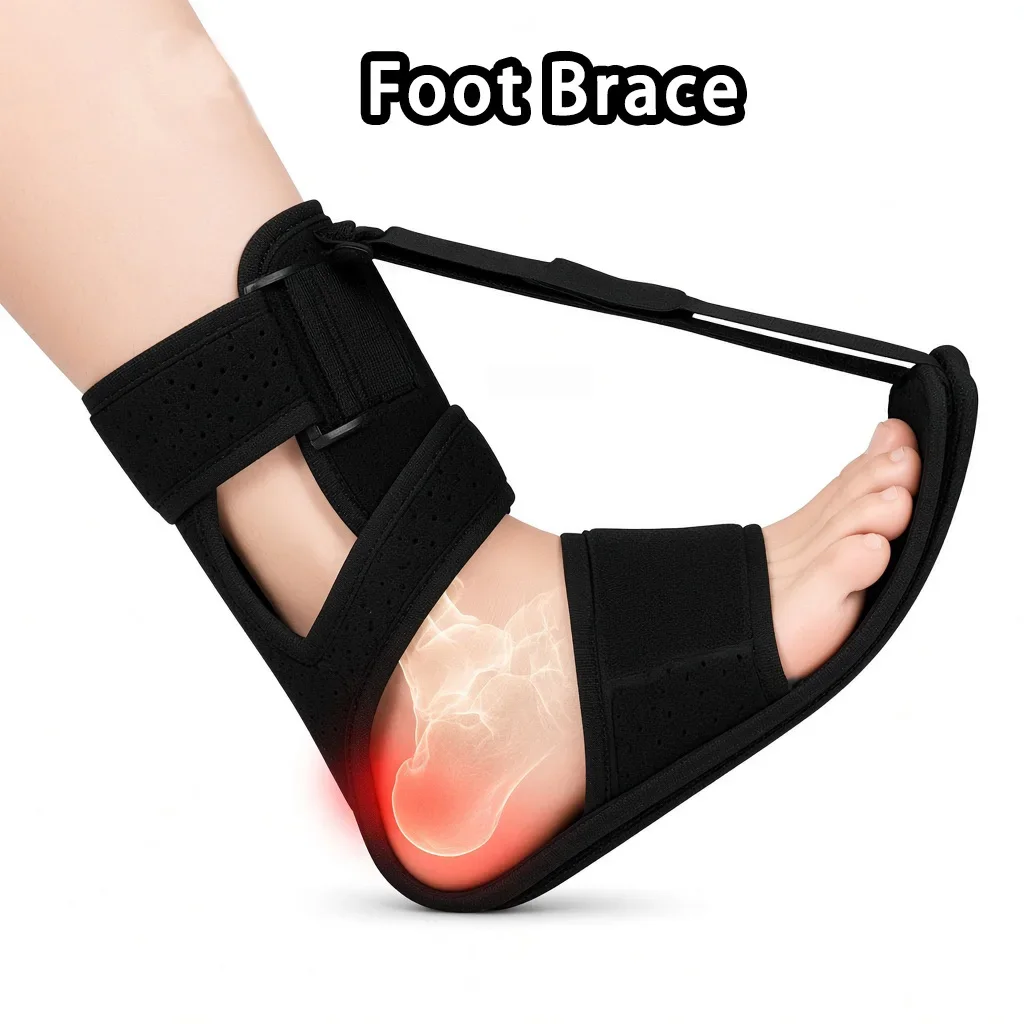 Adjustable Ankle Brace for Plantar Fasciitis, Comfortable Foot Splint Support for Drop Foot, Unisex Orthopedic Night Brace