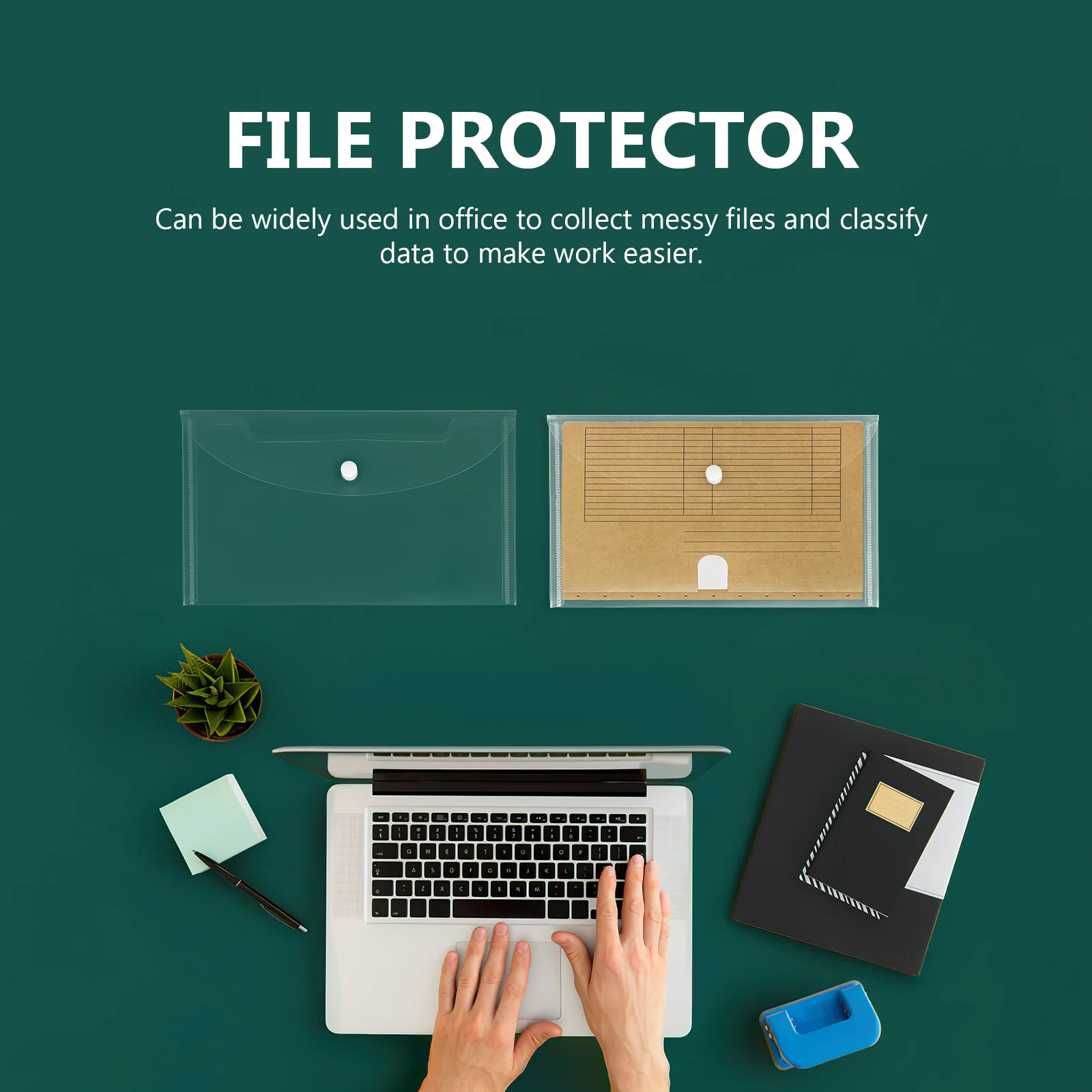 

8Pcs Document File Bags Clear Transparent File Storage Bags Snap Button Organizer Receipt Voucher Holder Office