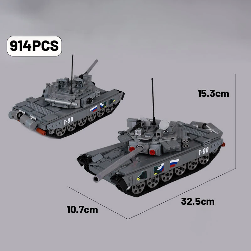 MOC building blocks World War II T90/AMX-30 Main battle tank track movable children\'s assembled building blocks toy boy gift