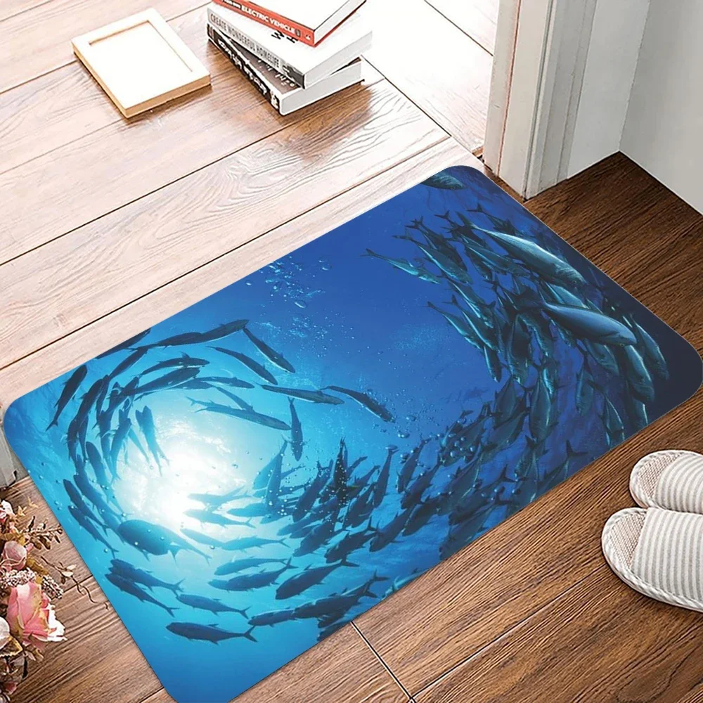 Deep Sea Shark Carpet Children's Room Ocean Theme Floor Mat Living Room Bedroom Rug Creative and Unique Home Decor
